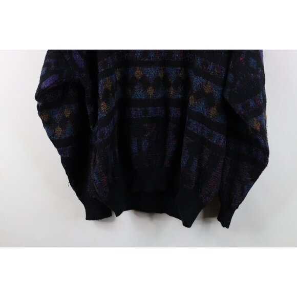 Vintage 90s Coogi Style Mens XL Ed Bassmaster Rainbow Wool Blend Knit Sweater - Picture 9 of 9